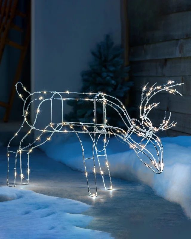 Pre-Lit 3D Grazing Reindeer Silhouette, 40 cm