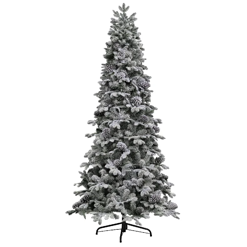 Puleo 6.5ft Yukon Snowy Pine Slim Life Like Artificial Christmas Tree