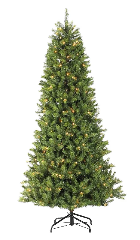 Puleo 7.5ft Pre-lit Kensington Slim Fir Artificial Christmas Tree with Warm White Multi Functional Lights