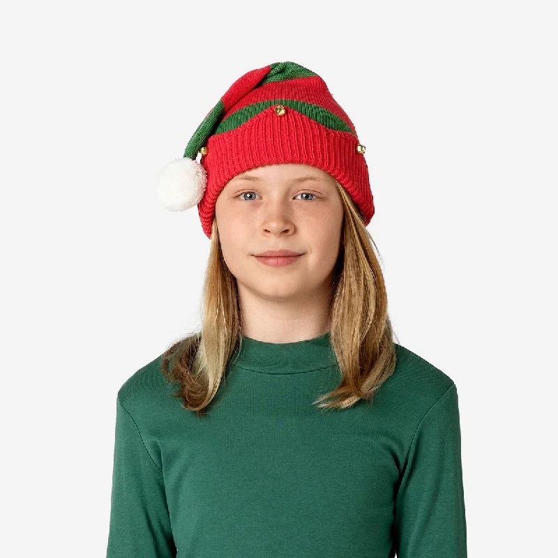 Knitted elf hat with bells. for kids