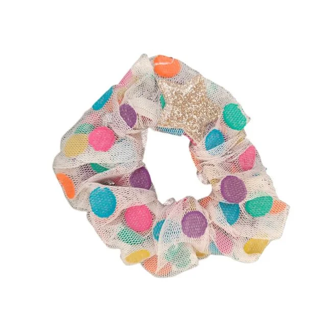 Scrunchie - Multicoloured Polka Dot Tulle