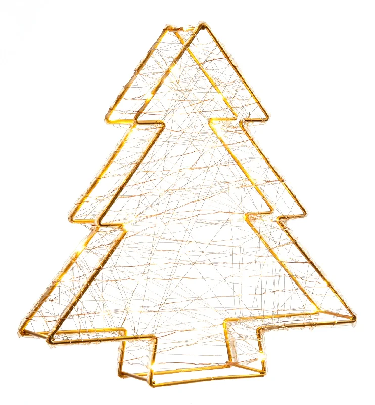 Lit Gold Christmas Tree, 29cm