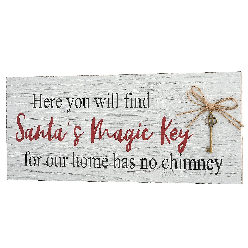 16 in. Santa's Key Tabletop Ornate Christmas Sign, White and Red