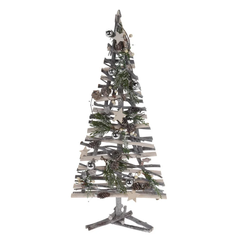 Wooden Christmas Tree with Pinecones Light, 70cm